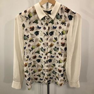 Club Monaco 100% Silk Pattern Shirt